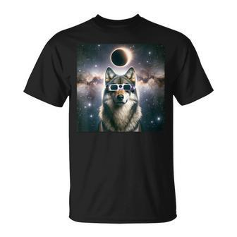 2024 Solar Eclipse Wolf Wearing Glasses Totality T-Shirt | Mazezy
