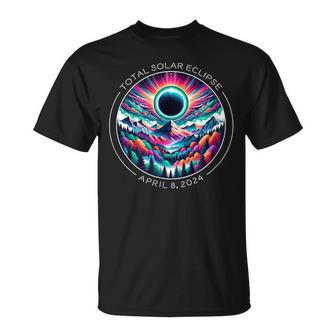 2024 Total Solar Eclipse Artsy Colorful Totality Landscape T-Shirt - Seseable