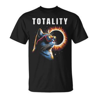 2024 Total Solar Eclipse Cat Wearing Glasses Totality Cat T-Shirt | Mazezy