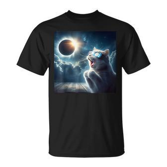 2024 Total Solar Eclipse Cat Wearing Glasses Totality Cat T-Shirt - Monsterry DE