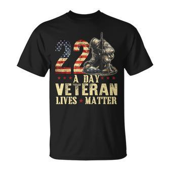 22 Day Veteran Lives Matter Suicide Awareness Us Flag T-Shirt - Monsterry
