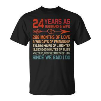 24 Years As Husband & Wife 24Th Anniversary For Couple T-Shirt - Thegiftio UK