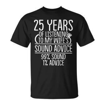25Th 25 Year Wedding Anniversary Listen Husband Wife T-Shirt - Monsterry DE