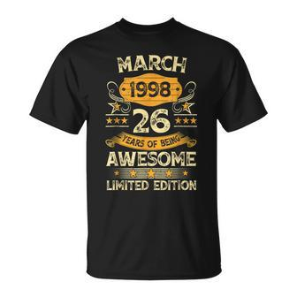 26 Years Old Vintage March 1998 26Th Birthday Mens T-Shirt | Mazezy AU