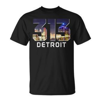 313 Detroit Area Code Night Skyline Vintage Pride Michigan T-Shirt - Monsterry AU