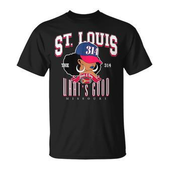 314 Area Code St Louis Missouri Flag Afro Puff For Shawty T-Shirt - Monsterry CA