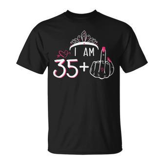 I Am 35 Plus 1 Middle Finger 36Th Women's Birthday T-Shirt - Thegiftio UK