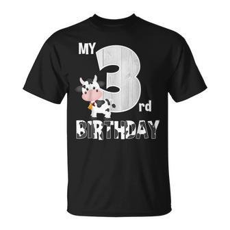 My 3Rd Birthday Cow Moo I'm 3 Yrs Old Farm Theme Birthday T-Shirt - Monsterry UK