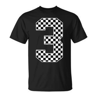 3Rd Birthday Race Car Three 3 Year Old Checkered Flag T-Shirt - Monsterry UK