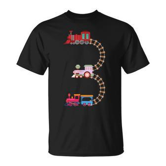3Rd Birthday Train Railroad Themed Fun 3 Years Old Boy Train T-Shirt - Monsterry