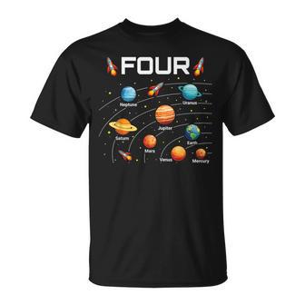 4 Year Old Boys Girls Space Planets 4Th Birthday Boy T-Shirt - Thegiftio UK