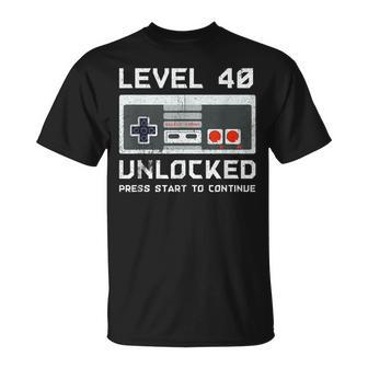40 Años De Edad Cuarenta Cumpleaños Regalo Nivel 40 Jugador Desbloqueado Camiseta unisex - Regaloses