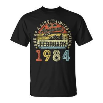 40 Years Old Awesome Since February 1984 40Th Birthday T-Shirt - Seseable