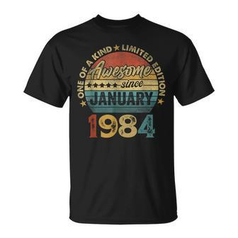 40 Years Old January 1984 Vintage Retro 40Th Birthday T-Shirt - Thegiftio UK