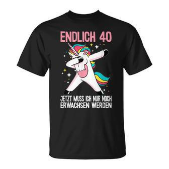 40Geburtstag 40 Jahre Einhorn Damen Herren Birthday Black S T-Shirt - Seseable