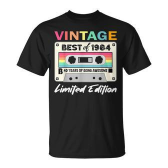 40Th Birthday Retro Cassette Best Of 1984 T-Shirt - Seseable