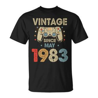41St Birthday Boy Gamer Vintage May 1983 Bday T-Shirt - Monsterry UK
