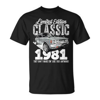 42Nd Birthday Vintage Classic Car 1981 B-Day 42 Year Old T-Shirt - Monsterry DE