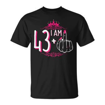 I Am 43 Plus 1 Middle Finger 43Rd Women's Birthday T-Shirt - Monsterry
