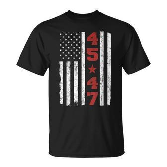 45 47 Trump Vintage Usa Flag 2024 President Election Politic T-Shirt - Seseable