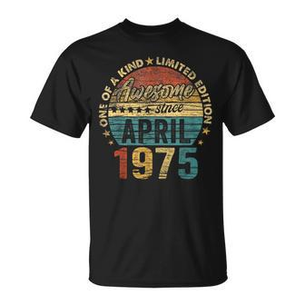 49 Years Old April 1975 Vintage Retro 49Th Birthday T-Shirt - Monsterry