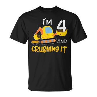 4Th Birthday Four 4Yr Construction Lover 4 Years Old Boy T-Shirt - Thegiftio UK