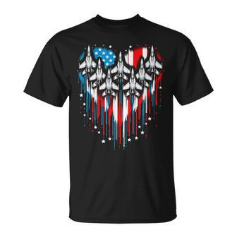 4Th Of July Fighter Jet American Flag Usa Fathers Day T-Shirt - Thegiftio UK