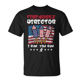4Th July Fireworks Director I Run Us Flag America Men T-Shirt - Monsterry DE