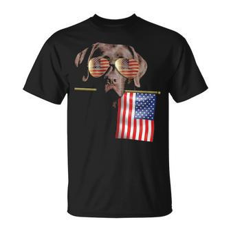 4Th Of July Fun American Flag Chocolate Labrador Dog Lover T T-Shirt | Mazezy