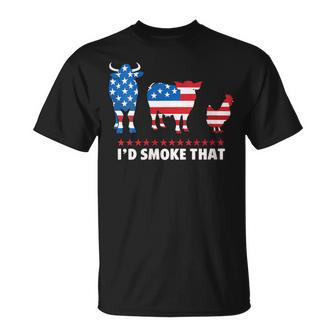4Th July I'd Smoke That Patriot Bbq Barbeque Fathers Day T-Shirt - Thegiftio UK