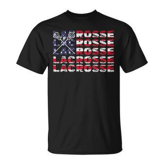 4Th Of July Lacrosse Stick Lax American Flag Patriotic T-Shirt - Monsterry