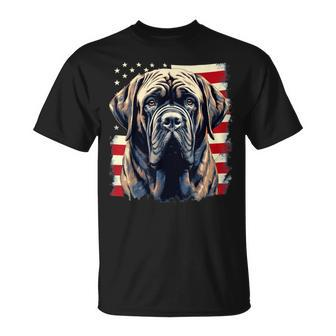 4Th Of July Us Flag English Mastiff Dog T-Shirt - Monsterry