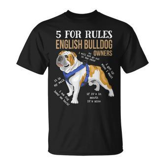 5 Rules For English Bulldog Owners Dog Lover Dog Mom T-Shirt - Thegiftio UK