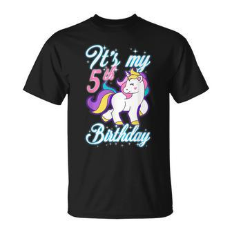 5 Year Unicorn Outfit Its My 5Th Birthday T-Shirt - Seseable