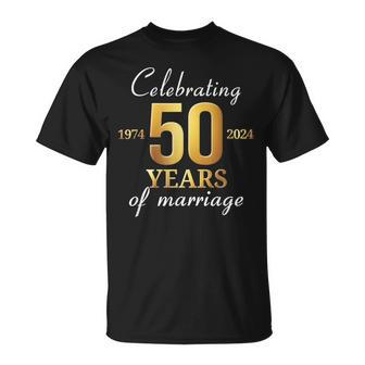 50 Years Of Marriage Est 1974 2024 50Th Wedding Anniversary T-Shirt - Thegiftio UK