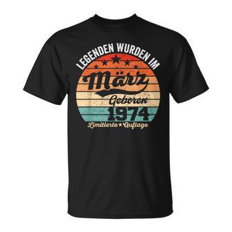 50Th Birthday Man Legends Are Im Marz 1974 T-Shirt - Geschenkecke