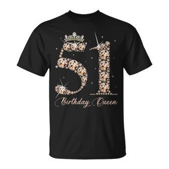 51 Year Old Its My 51St Birthday Queen Diamond Heels Crown T-Shirt - Thegiftio UK