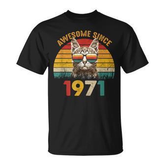 53Rd Birthday 53 Year Cat Lover Vintage Awesome Since 1971 T-Shirt - Monsterry UK