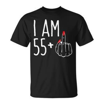 I Am 55 Plus 1 Middle Finger 56Th Women's Birthday T-Shirt - Seseable