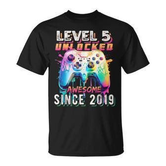 5Th Birthday Gamer 5 Year Old Bday Boy Five Son T-Shirt - Seseable