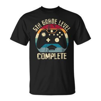 5Th Grade Level Complete Gamer Graduation Boys Class Of 2024 T-Shirt - Seseable