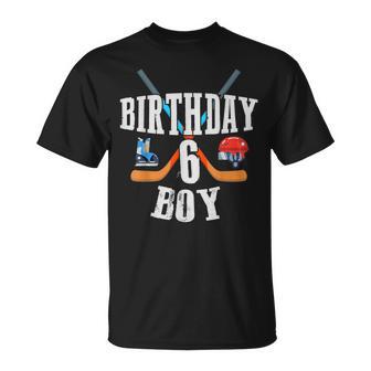 6 Geburtstag Junge Eishockey 6 Jahre Alt Geburtstag Squad Party T-Shirt - Geschenkecke