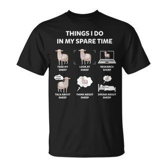 6 Things I Do In My Spare Time Sheep Cute Sheep T-Shirt - Thegiftio UK