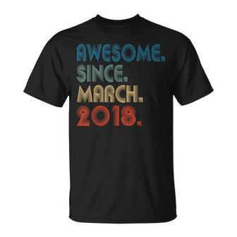 6 Year Old Awesome Since March 2018 6Th Birthday Boys T-Shirt - Thegiftio UK