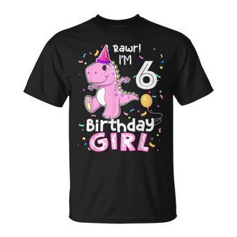 6 Year Old Dinosaur Birthday 6Th T Rex Dino Six Saurus T-Shirt | Seseable UK