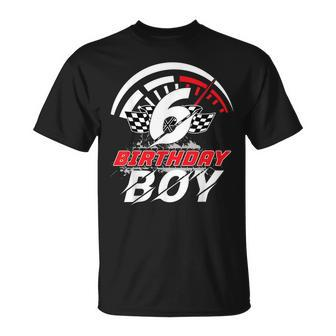 6 Year Old Race Car 6Th Birthday Boy Party Racing Pit Crew T-Shirt - Monsterry UK