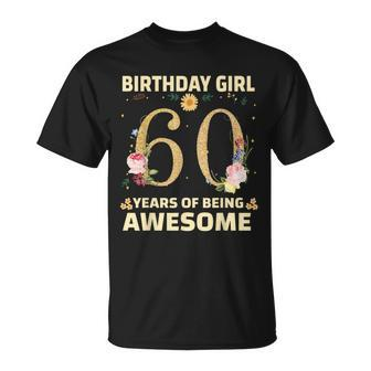 60 Years Old For 60Th Birthday Floral T-Shirt - Thegiftio UK