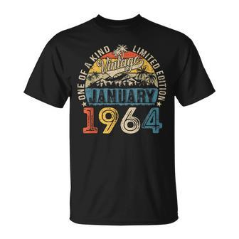 60 Years Old Made In 1964 January 1964 Vintage 60Th Birthday T-Shirt - Seseable