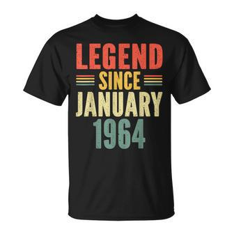 60Th Birthday Legend Since January 1964 60 Years Old Vintage T-Shirt - Monsterry CA