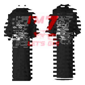 7 Year Old 7Th Racing Racecar Birthday Party Boys Girls T-Shirt | Seseable CA